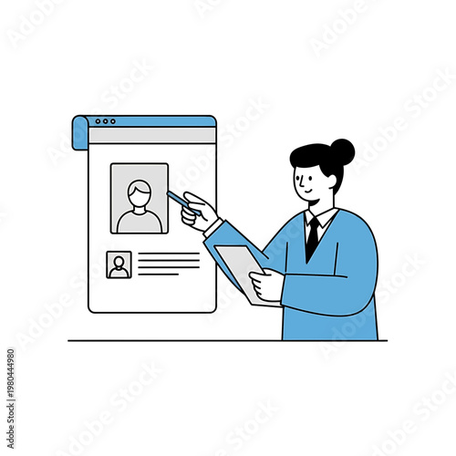 HR Professional Reviewing Digital Candidate Profile for Recruitment
