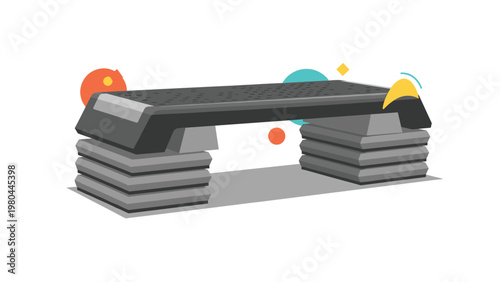 Professional aerobic step platform for fitness and workout routines featuring a black top and grey adjustable levels.