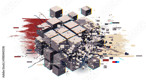 Abstract Glitch Cube Explosion