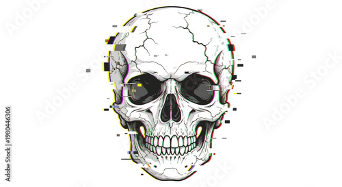 Glitch Skull Illustration
