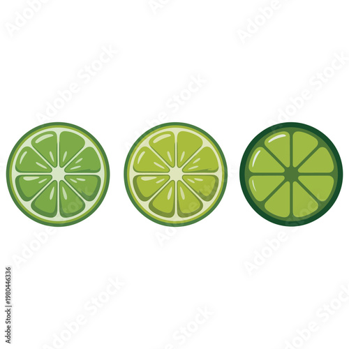 Juicy lime half illustrations with bright pulp texture, citrus ingredient icons for refreshing recipes, margarita bar menus, summer party designs.