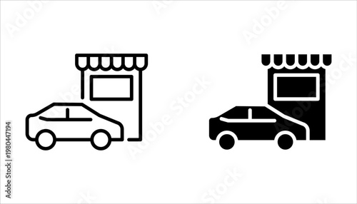 Drive thru icon set, take away, on white background