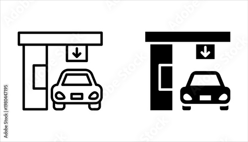 Drive thru icon set, take away, on white background
