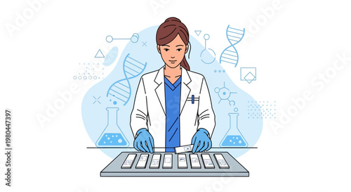 Female Scientist Conducting Genetic Research in Modern Laboratory