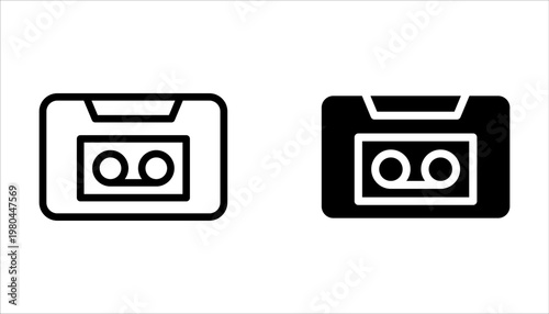 Cassette tape icon set Outline vector logo for web ui on white background