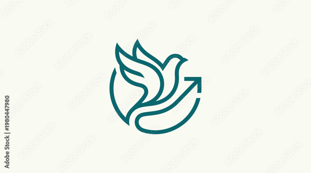 Obraz premium Minimalist Dove Symbol with Arrow Element Design