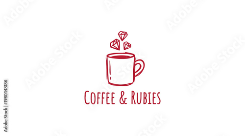 Coffee  Rubies Logo Design in Red
