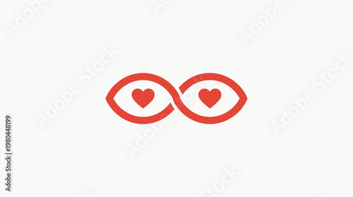 Connected Eyes with Heart Symbol Design