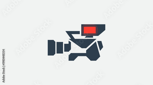 Abstract Video Camera Icon on White Background