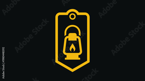 Vintage Lantern Icon on Black Background