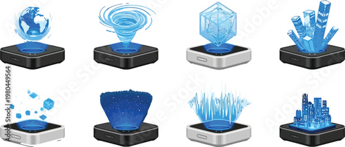 Fotografija Collection of futuristic holographic projections representing data technology an