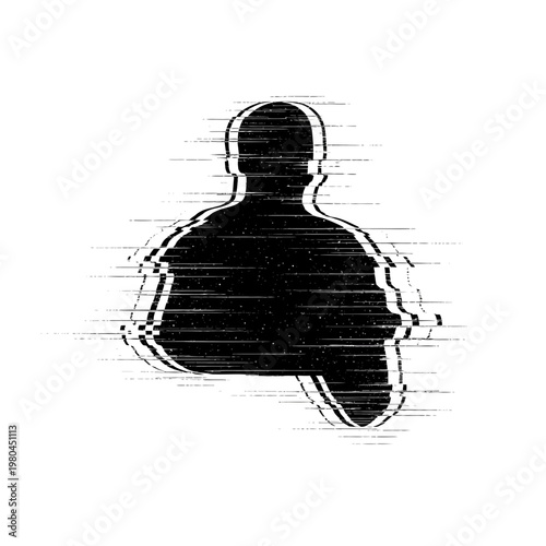 Distorted Silhouette of a Person with Glitch Effect
