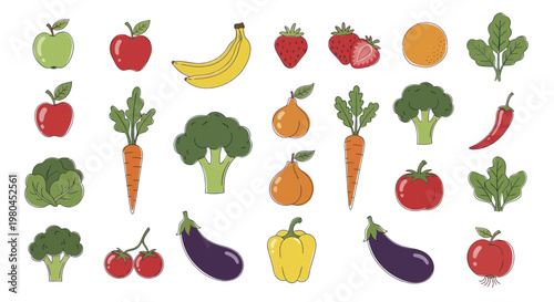 Assortment of Fresh Fruits and Vegetables for Healthy Eating.