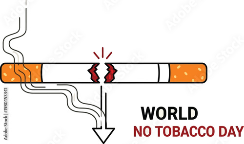 Broken cigarette illustration serves as a powerful symbol for promoting health awareness and encouraging people to quit smoking cigarettes today