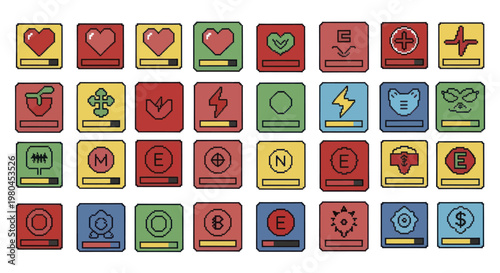 Collection of Colorful Game UI Icons for Video Games.