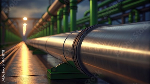 Futuristic Carbon Capture Pipeline Under Dim Lighting Conditions