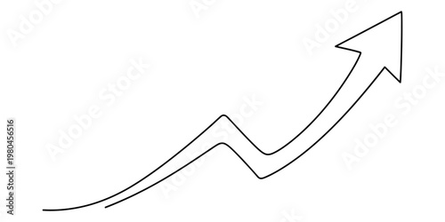 A simple black outline drawing of an upward pointing arrow representing growth and progress trend