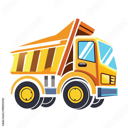Large industrial dump truck vector with realistic structure for mining construction and transportation concept