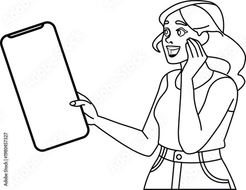 Excited Woman Using Smartphone