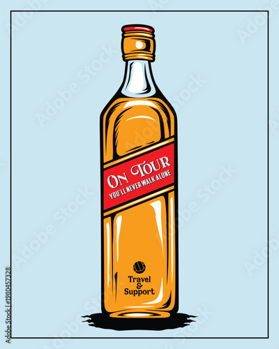 ultras casual hooligan football fans bottle of beer alcohol before matchday culture sticker logo vector design