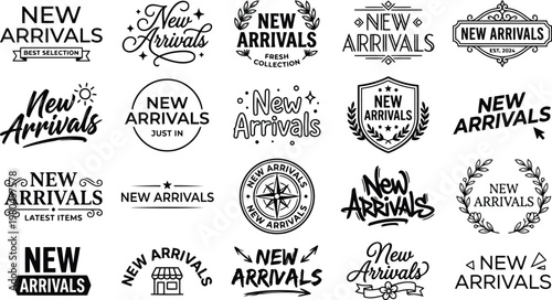 Collection of new arrivals typography logos and badges