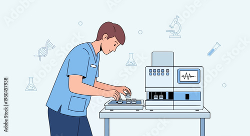 Medical Lab Technician Working with Scientific Equipment and Samples