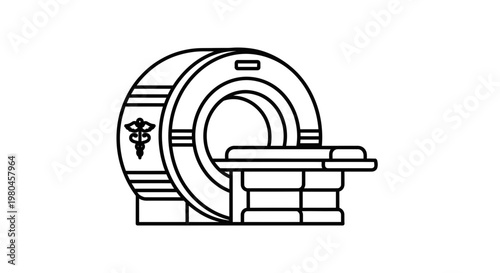 Medical MRI Scanner Machine Icon, Diagnostic Imaging Equipment, Healthcare Technology