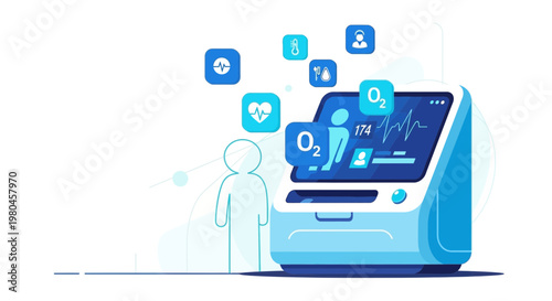 Medical Monitor with Patient Icons and Vital Signs Display