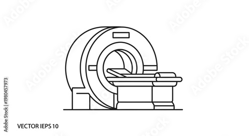 Medical MRI Scanner Machine Line Art Icon - Diagnostic Imaging Equipment