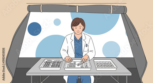 Medical Professional Arranging Surgical Instruments in sterile trays, preparing for procedure