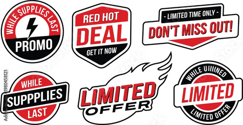 Set of promotional sale stickers and badges