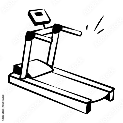 Doodle style icon showing a treadmill