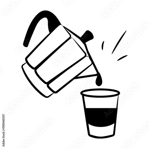 A drawing style icon of a moka pot