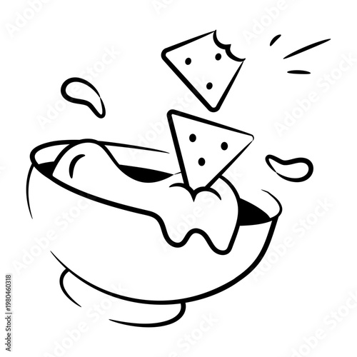 Hand drawn style icon of nachos