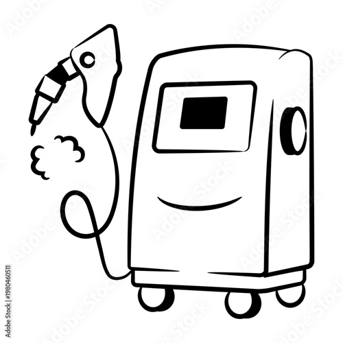 Doodle style icon showing a nebulizer machine