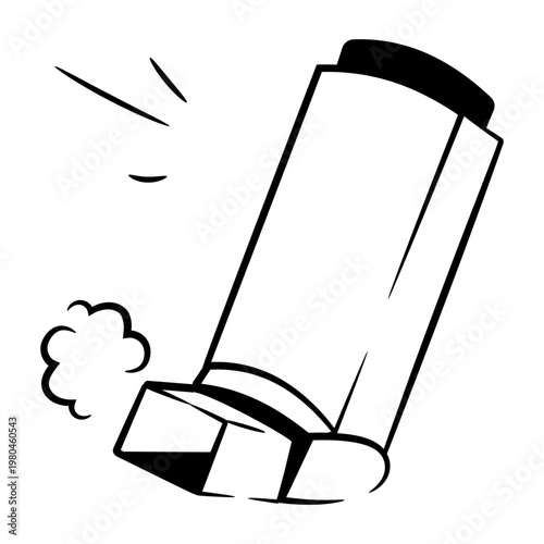 Hand drawn style icon of an inhaler