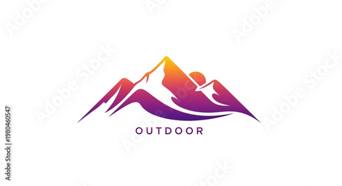 Gradient Mountain Peaks Logo for Outdoor Adventure Brand.