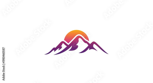 Mountain Peaks Silhouette with Rising Sun - A Nature-Inspired Logo Design.