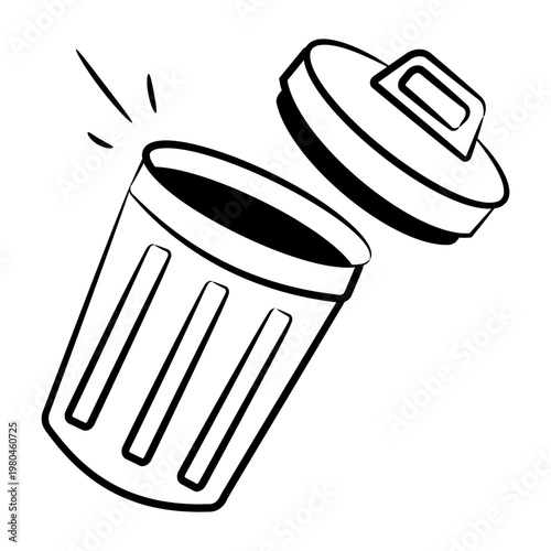Doodle style icon showing a dustbin