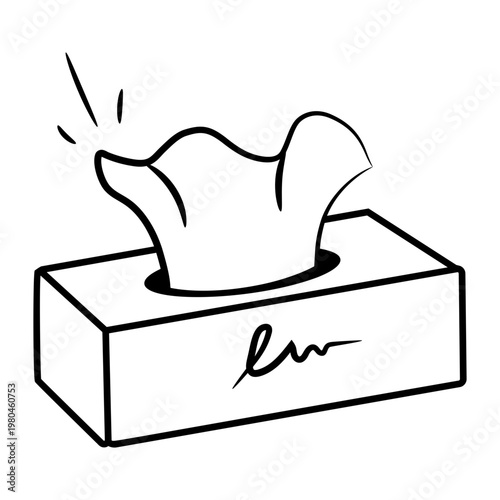 A hand drawn style icon of a tissue box