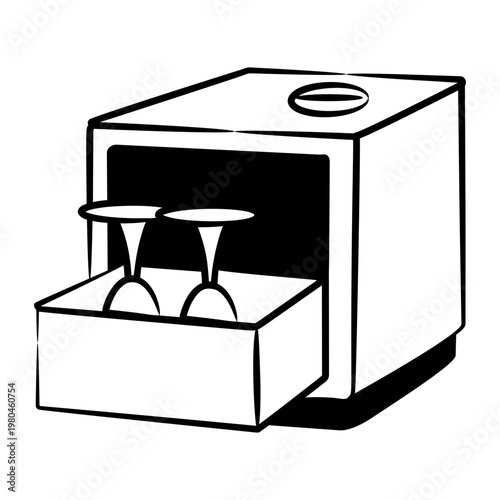 Doodle style icon showing a dishwasher