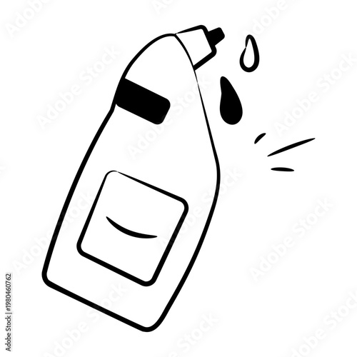 Hand drawn style icon depicting a toilet cleaner