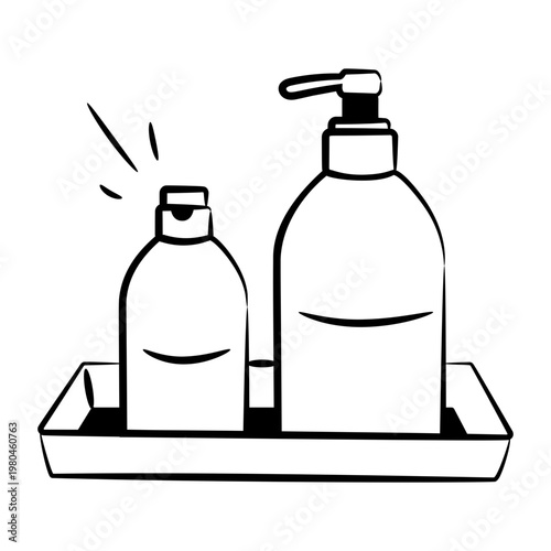 Doodle style icon showing toiletries
