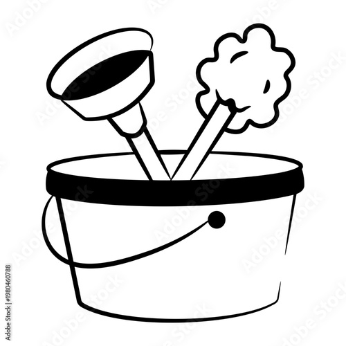Drawing style icon depicting a toilet brush