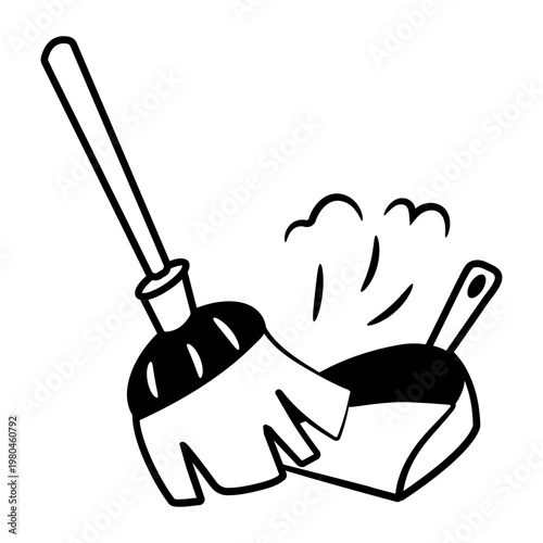A hand drawn icon of a broom