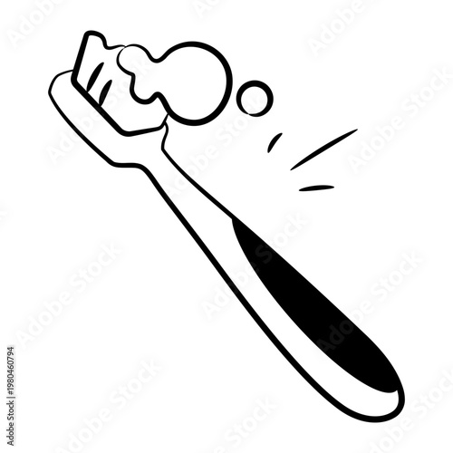 A doodle style icon depicting a toothbrush