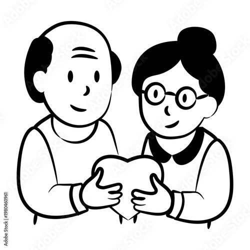 A doodle style icon of a couple love