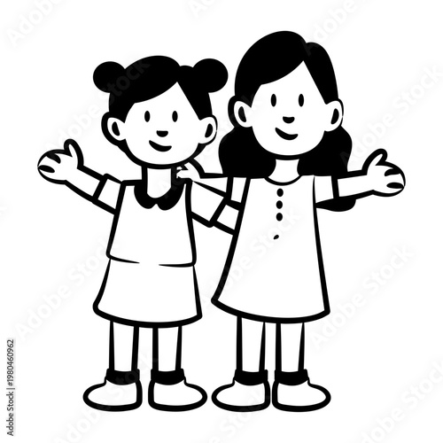 Drawing style icon showing sisters