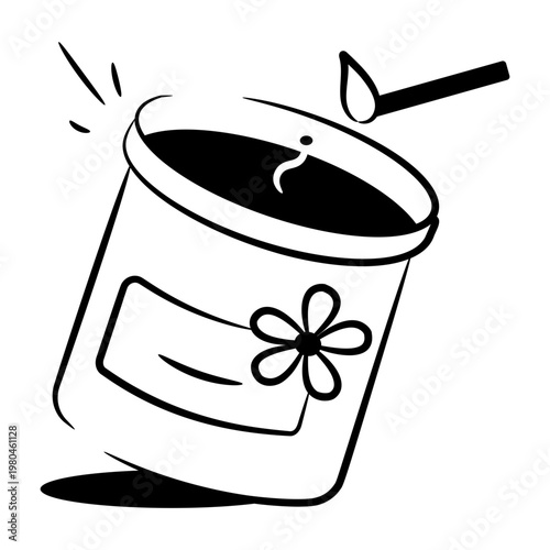 A doodle style icon depicting a scented candle