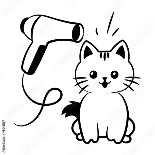 Drawing style icon of a pet dryer